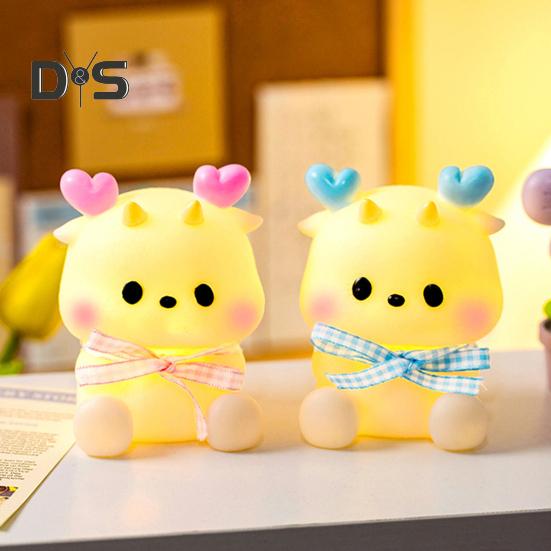 Bear Night Light Cute Silicone Lamp Soft Glow Flicker Free Battery Powered Cartoon LED Bedside Lamp Room Decoration