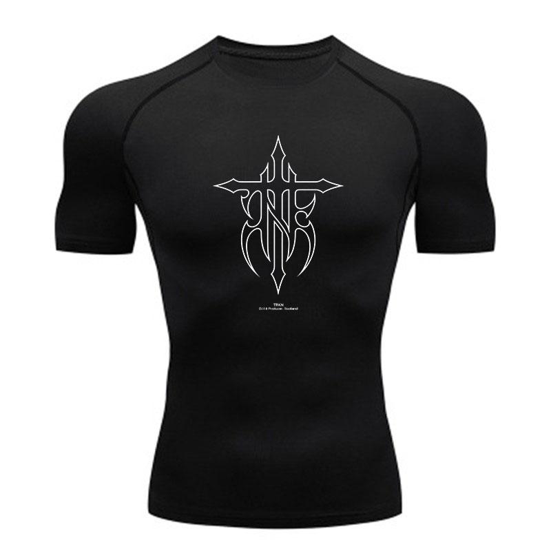Men's Compression Athletic T-Shirt, Stylish Cross Totem Prin