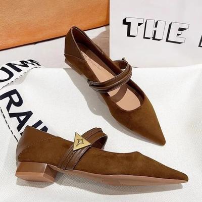 Замшевые Женские Туфли-Лодочки с Острым Носком Сексуальные Элегантные Босоножки для Платья Женские Дизайнерские Новые Туфли Женские Лоферы на Массивном Каблуке Zapatos Mujer