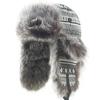 Janey Rubbins Pilot Russian Hat with Ear Winter Fur for Skiing and Outdoor Activities Silver Gray & Cap, Flaps, Lining, Unisex, (Size M, Knit)