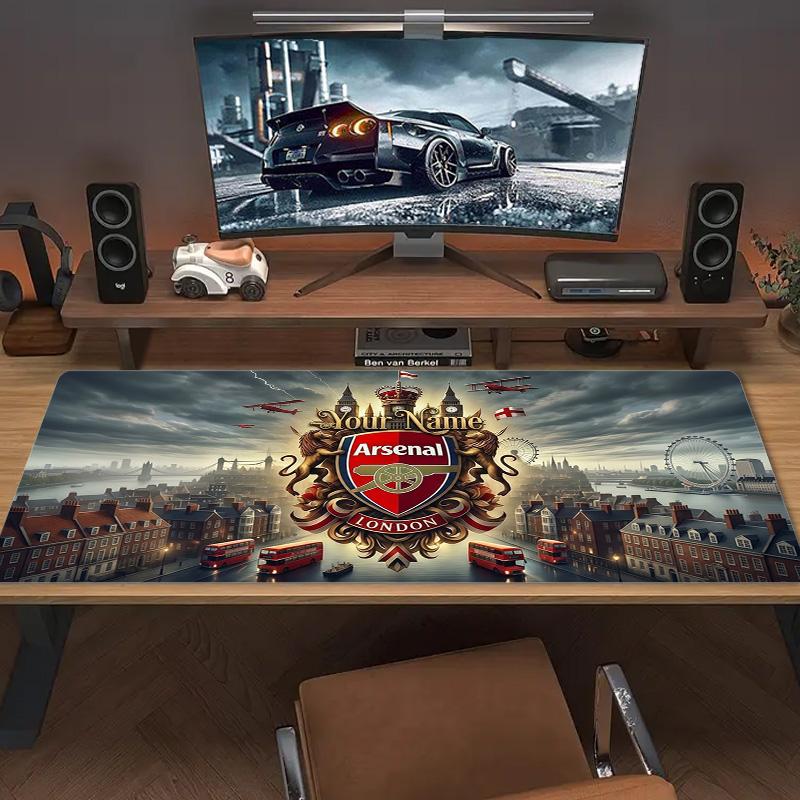 Игровой коврик для мыши Arsenal F с индивидуальным именем, большой размер, подушка для игровой поверхности стола, нескользящий, для ноутбука, планшета, большой коврик XXL, коврик для мини-ПК с заблокированным краем