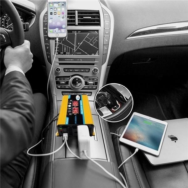 Car Inverter 4000W Power Inverter Voltage Convertor Transformer 12V To 110V/220V Inversor + LCD Display