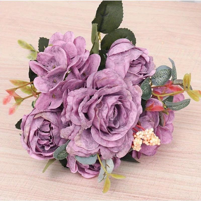 1pc Autumn Peony Artificial Silk Flowers Hydrangea Pink Living Room House Vase Garden Wedding Bouquet Bride Diy Party Decoration