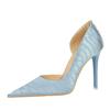 Fashion Banquet High Heels Slim Heels for Women's Shoes Retro Stone Patterned Side Hollowed Out High Heels Single Shoes Large Size 34-43