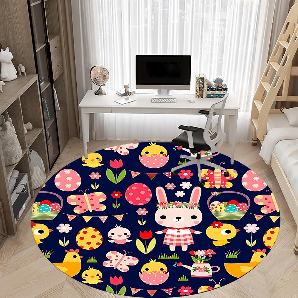 1pc Easter Eggs, Bunny Chair Carpet for Office, Non slip, Soft and Durable Office Rug for Interior Decoration