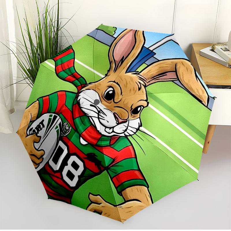 South Sydney Rabbitohs Print Automatic Open Close Umbrella, Portable Foldable Umbrella, for Outdoor Commute Camping Trip, Ideal Birthday Gift