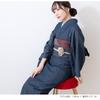 SOUBIEN Washable Denim Navy Blue Size M Kimono, Single-Layer, Indigo, Casual, Simple, Women's,