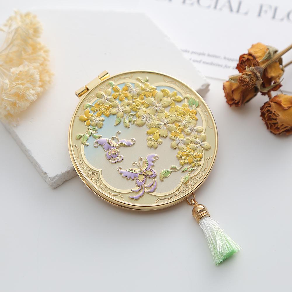 Карманное складное зеркало в китайском стиле: Портативное, Маленькое Металлическое Зеркальце для Женщин, Идеальный Практичный Подарок на День Рождения или Сувенир