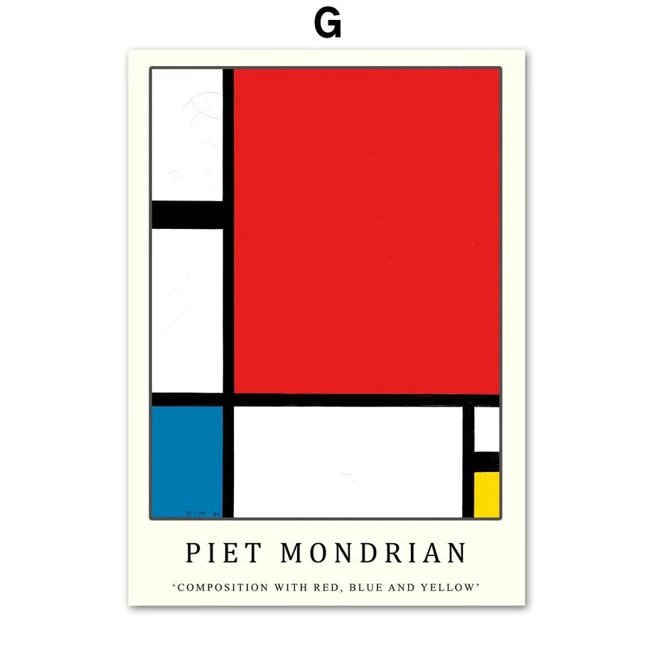 Piet Mondrian Exhibition Poster Modern Abstract Geometric Wall Prints Canvas Nordic Pictures For Living Room Decor