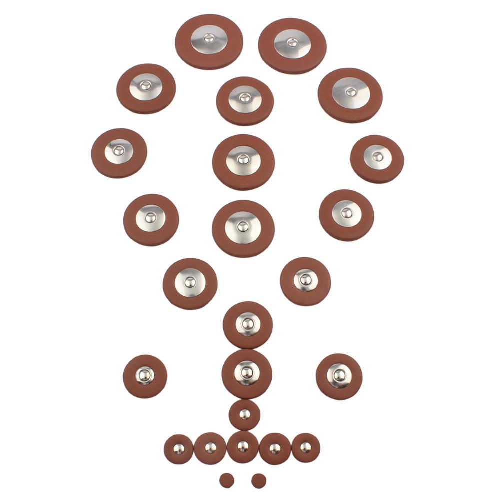 High-Pitched Saxophone Leather Pads, Coffee Color, Set of 26 for Alto/Tenor Saxophones