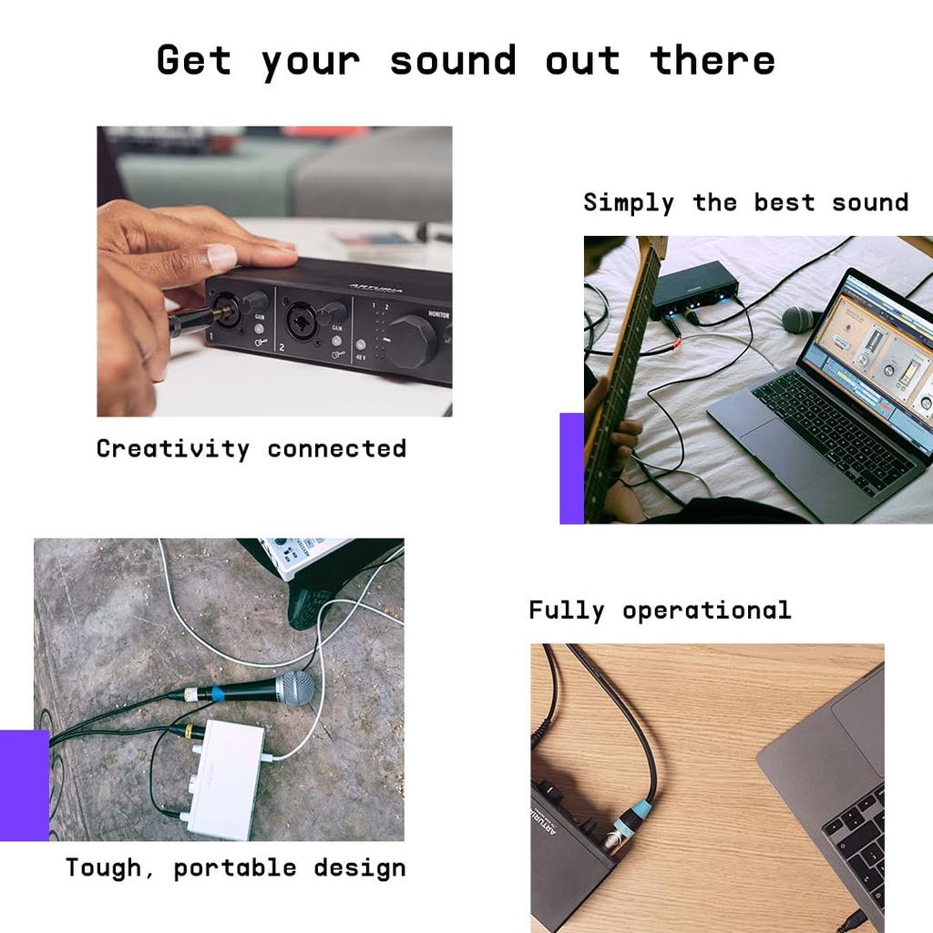 Arturia MiniFuse 4 Компактный USB-аудио-MIDI-интерфейс с креативным программным обеспечением для подкастинга и гитары Black - - и записи, производства, -