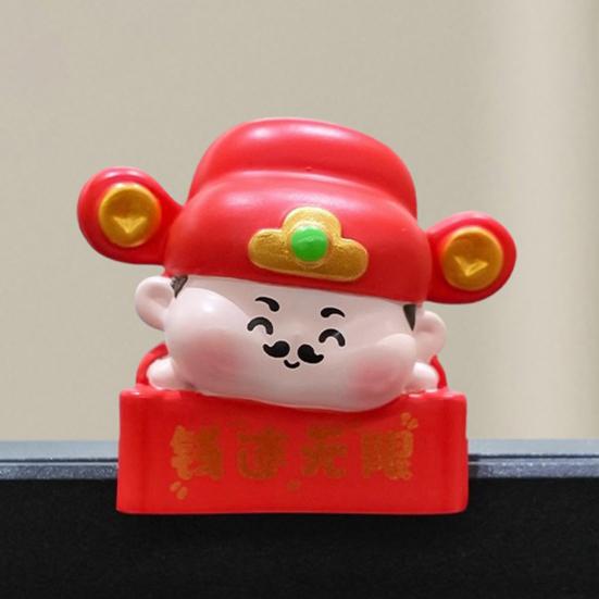 4Pcs Cartoon Figurine Computer Monitor Decoration Fruit Cat Extinguisher Giraffe God of Wealth Statue Resin Sculpture Car Dashboard Ornament