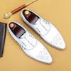 White Leather Men'S Shoes First Layer Cowhide Dress Business Leather Shoes Pointed Oxford Shoes Wedding Shoes