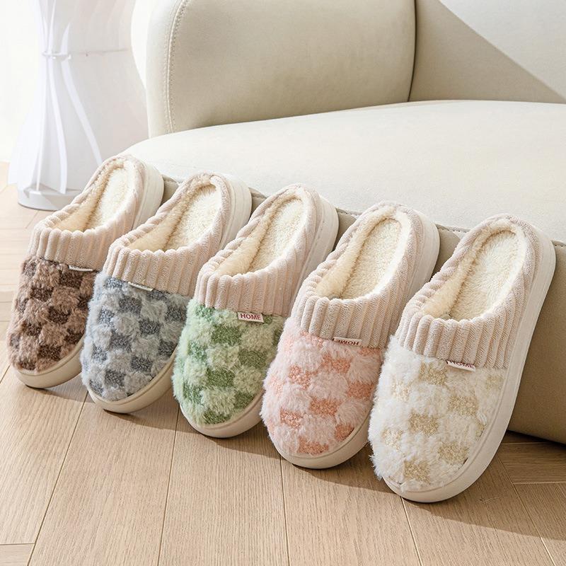High-quality Autumn and Winter Cotton Slippers Women's Indoor Home Non-slip Thick Bottom Couple Bedroom Wear Plush Cotton Drag Men