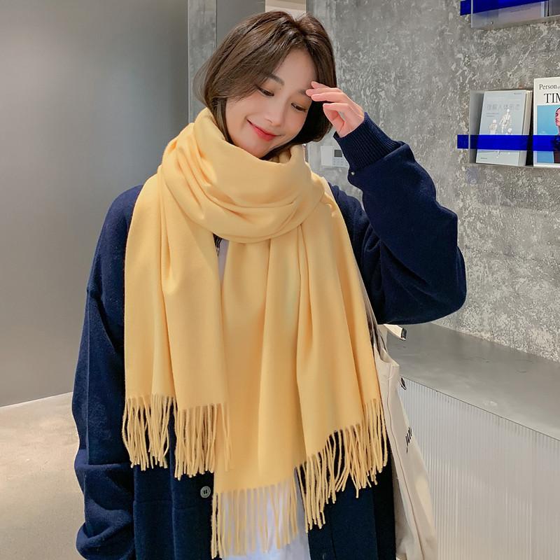 Women'S Thick Warm Solid Color Scarf Autumn And Winter New Style Cashmere Scarf Versatile Wool Scarf