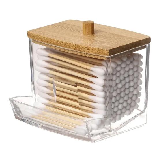 Cotton Swab Box with Lid Dustproof Transparent Visible Design Toothpicks Cotton Swab Dispenser Storage Case