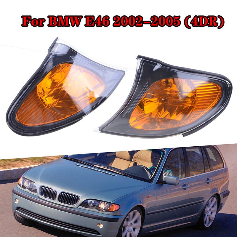 2x For BMW 2002-05 E46 3-SERIES Sedan Corner Turn Signal Light Cover Yellow Lens