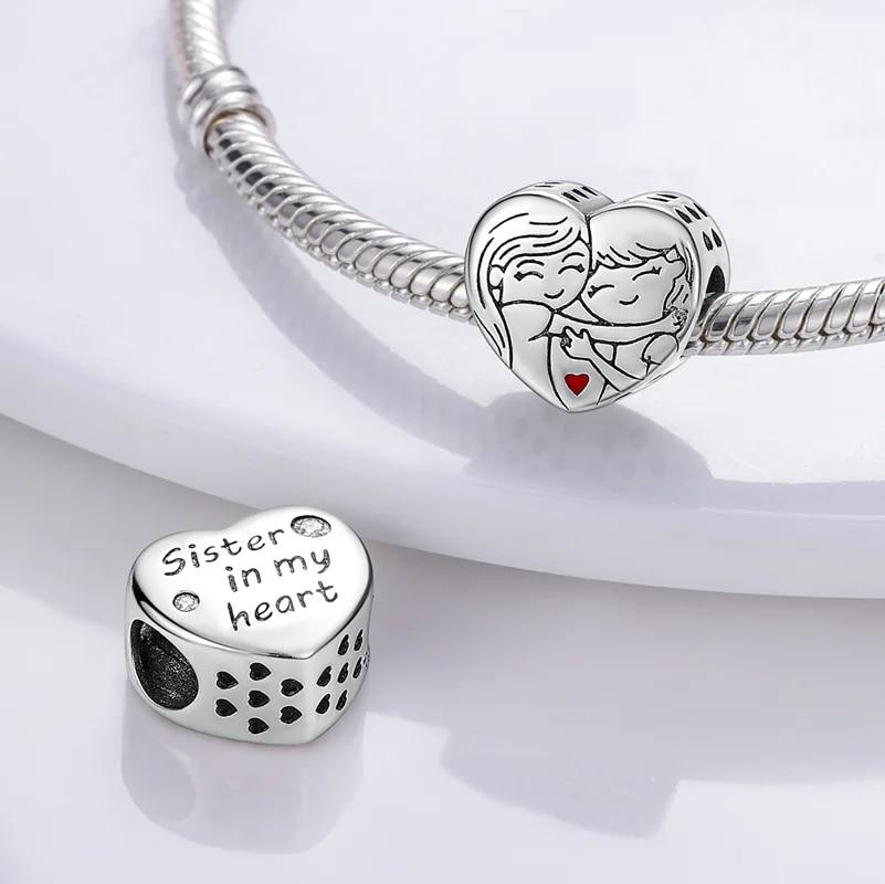 925 Sterling Silver Colorful Love Heart Shape Charm Beads Lover Girl Boy Dangle Fit Bracelet Necklace Jewelry Marking