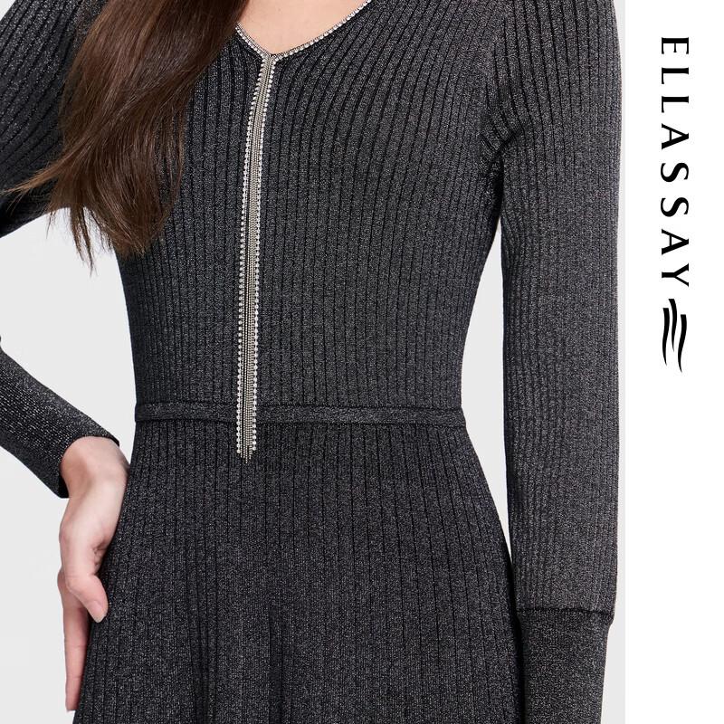 ELLASSAY 2026 Early Spring V-Neck Pleated Midi Dress