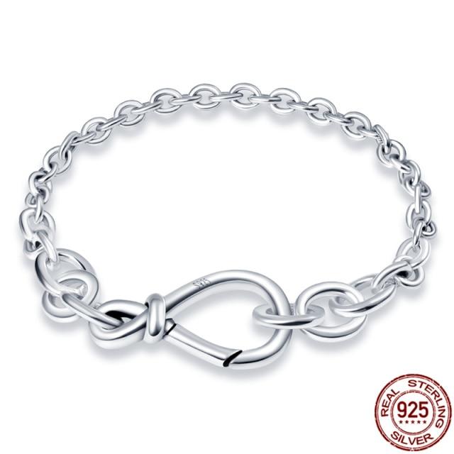 Plata Pulseras of Ley Серебро 925 пробы Распродажа Классический Браслет с Сердцем Подходит Оригинальные Бусы Подвески DIY Ювелирные Изделия Подарок Pulseras Mujer