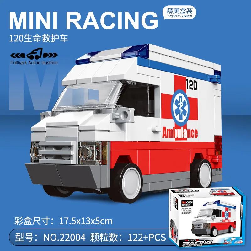 DIY гоночный автомобиль автобус инженерная машина скорая помощь отступить модель строительные блоки кирпичные игрушки для детей мальчики совместимы с