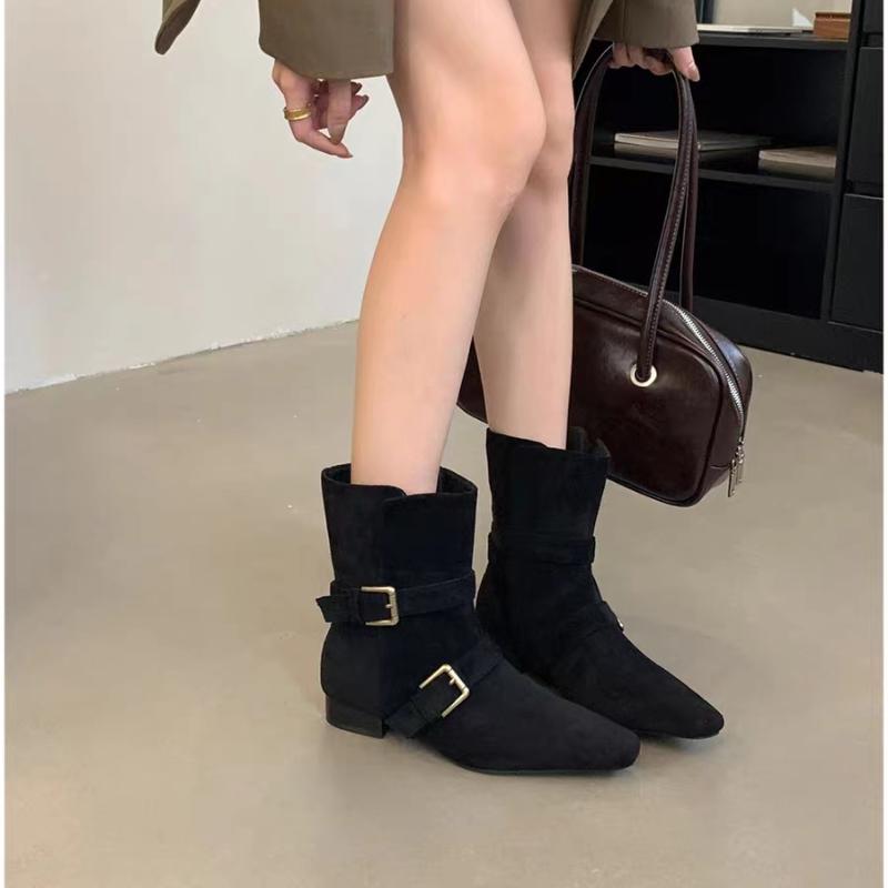 Заостренный носок массивные женские ботильоны замшевые модные дизайнерские прогулочные туфли женские 2025 тренд зимнее элегантное платье Mujer Zapatos
