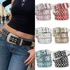 PU Leather Rhinestone Belts Spicy Girl Women Waistband Retro Rivet Belt  Men