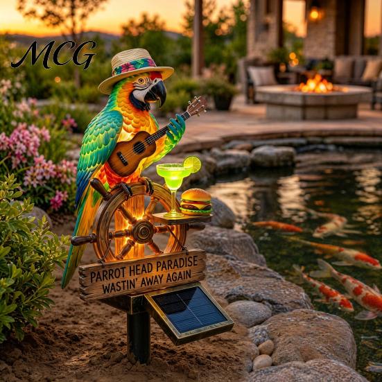 Tropical Bird Garden Decor Solar Parrot Light, LED Powered Pathway Outdoor Lamp Waterproof Decorative Stake Light for Patio Yard Lawn