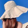Женская рыбацкая шляпа с большими полями, защита от солнца, анти-УФ-складная, однотонная, ветрозащитная, с ремешком, термостойкая виниловая кепка для путешествий, пляжа, улицы
