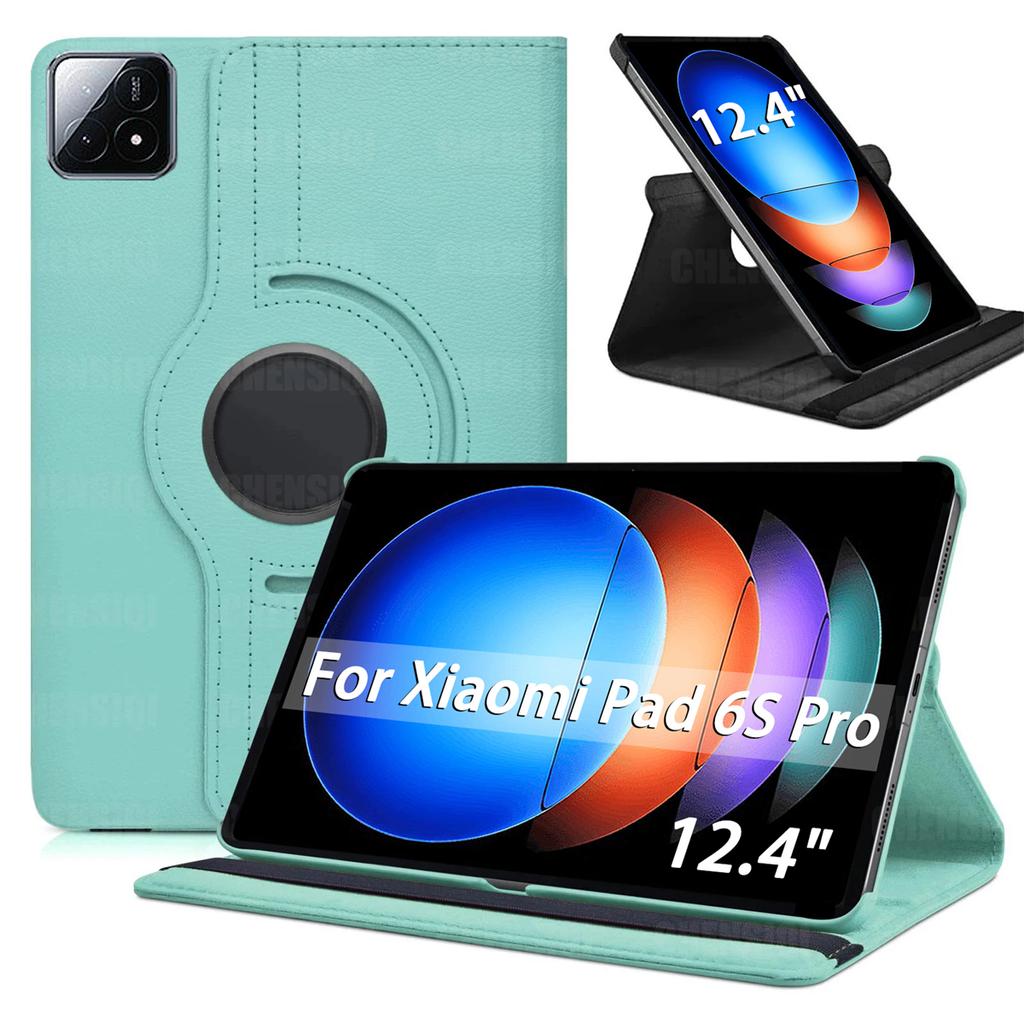 Чехол для планшета Xiaomi Pad 6S Pro 12,4 дюйма из искусственной кожи с вращающейся на 360° подставкой, высококачественный защитный чехол