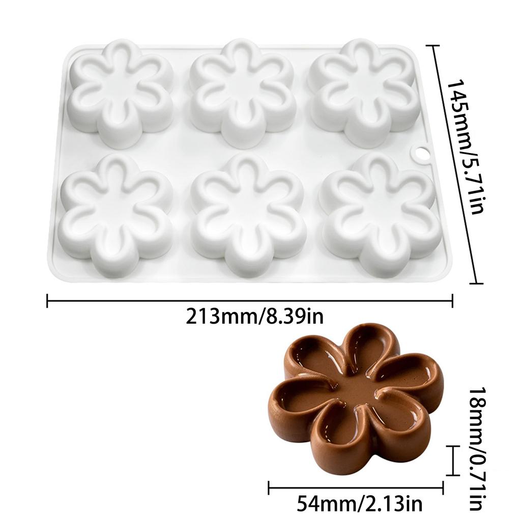 6-cavity Six Petals Flower Silicone Mold Fondant Mousse Cake Decorating Tool for Making Chocolate Candy Handmade Soap