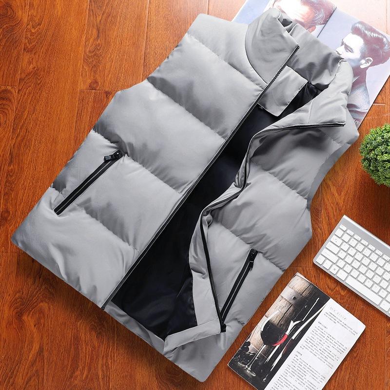 Men's Winter Sleeveless Puffy Warm Vest Stand-up Collar Sleeveless Warm Vests