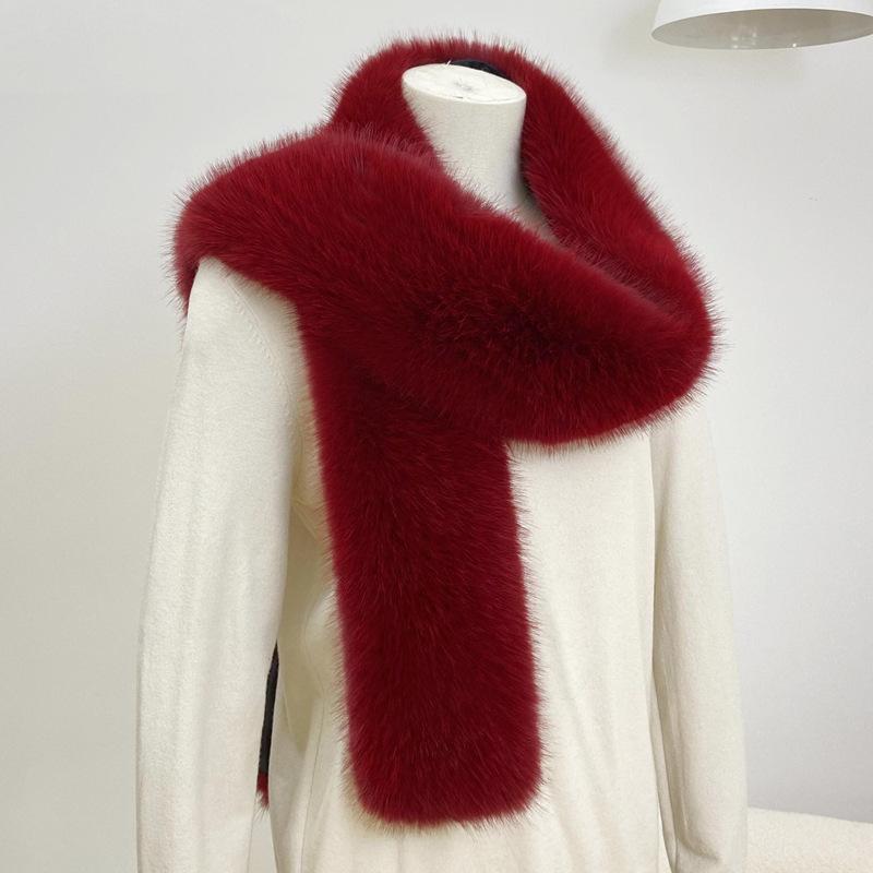 Winter Versatile Imitation Fox Hair Scarve Imitation Fur Long Scarve Fashion High-Class Sense Of Women's Scarve Padded Thickened Warm Scarve