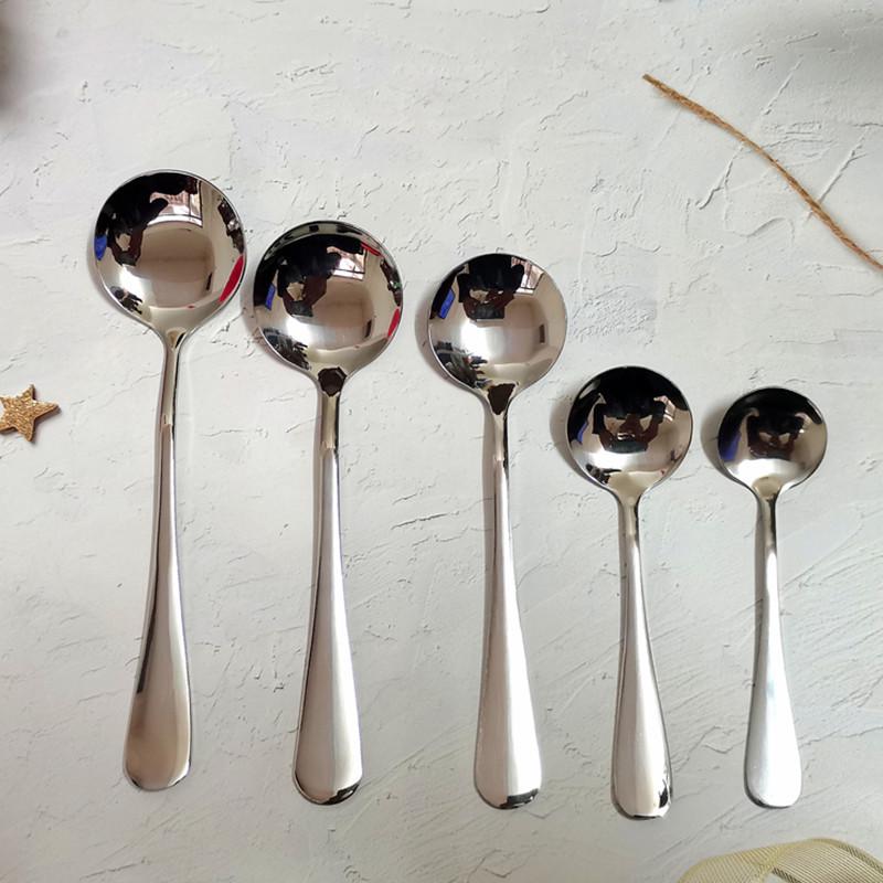 Большая круглая суповая ложка из нержавеющей стали в корейском стиле, 20 см