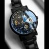 Winner New Top Men's Watch Black Skeleton Steel Band Men's Automatic Mechanical Watch Men's Blue Needle Automatic Mechanical Watch