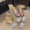 Women's Stiletto High Heel Slippers Shoes for Woman Luxury Designer Women Comfortable Gold Silver Sandals Trend Size 40