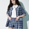MAGOODGAN MINIT 7933 Apron Check Indigo Shorts Hot Pants