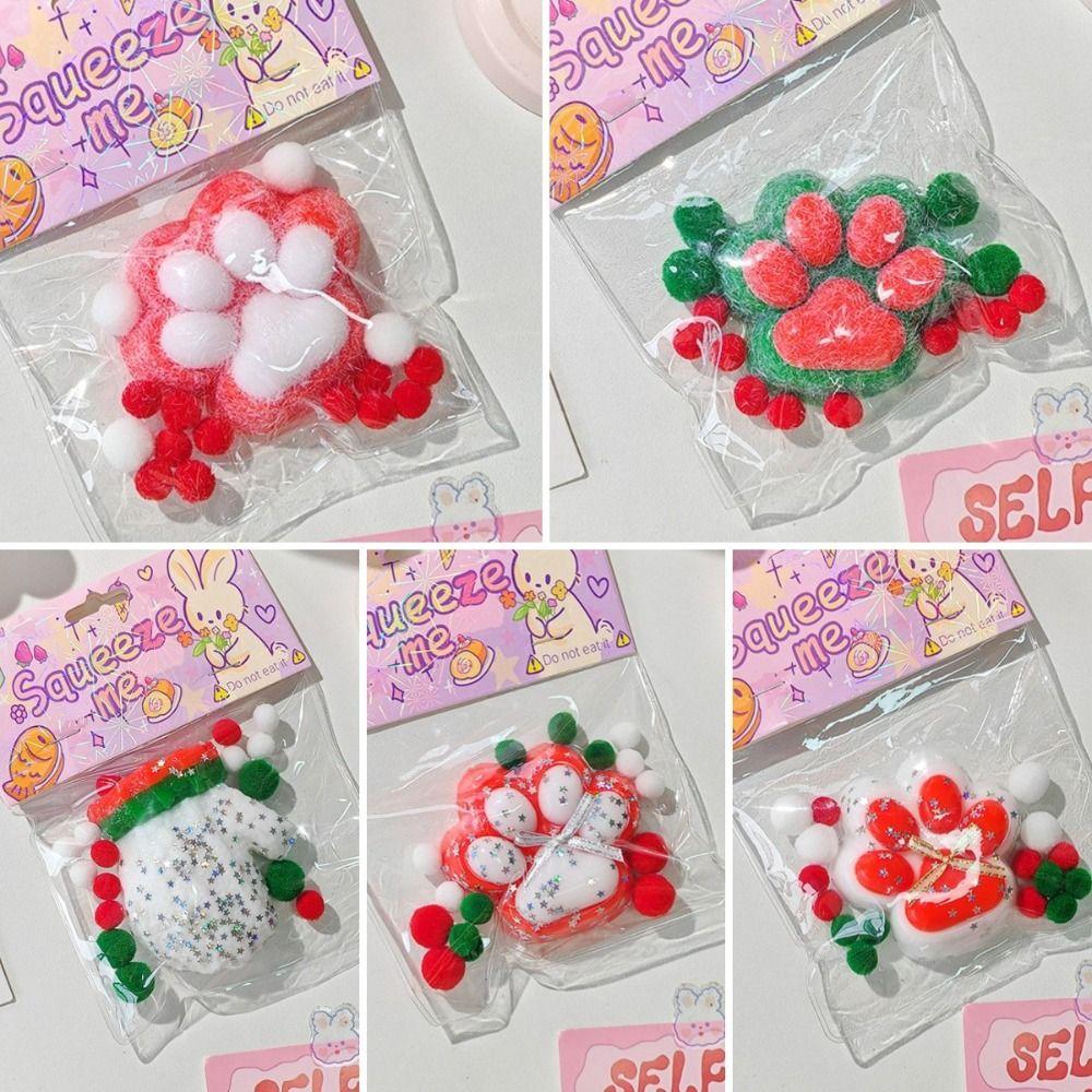 Silicone Christmas Cat Paw Squeeze Toys Slow Rebound Cat Paw Pinch Toy  Christmas Gift