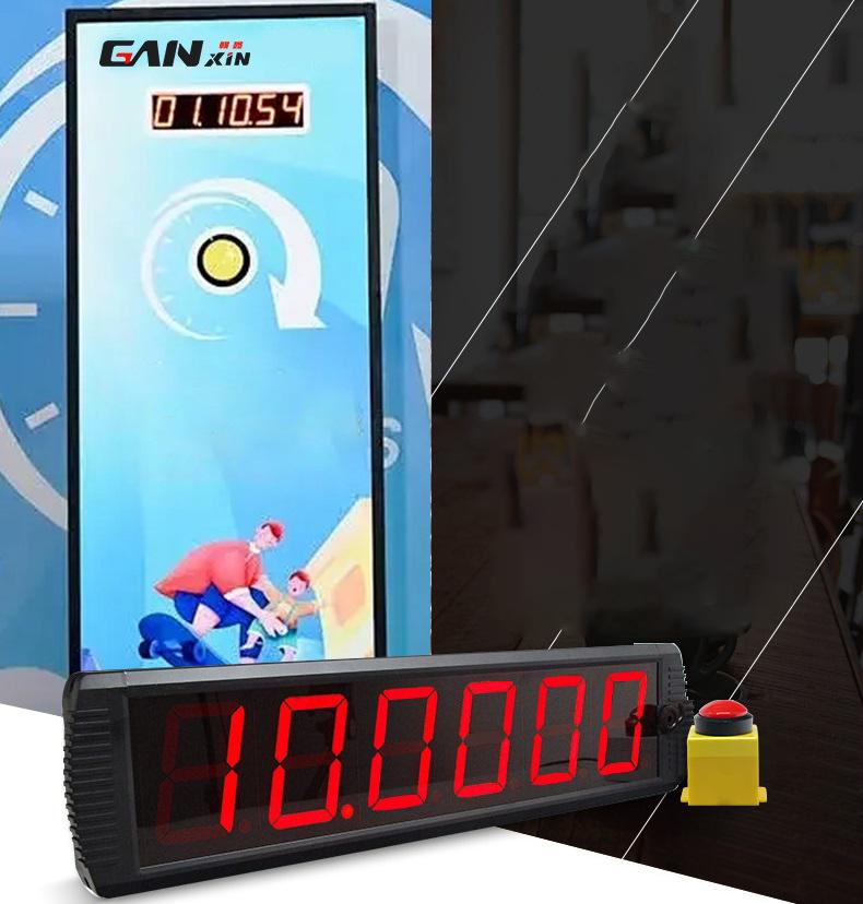 GANXIN Push Button 10 Second Reaction Clock Digital LED Challenge Game Timer for Restaurant Store Discount Free Meal Activities