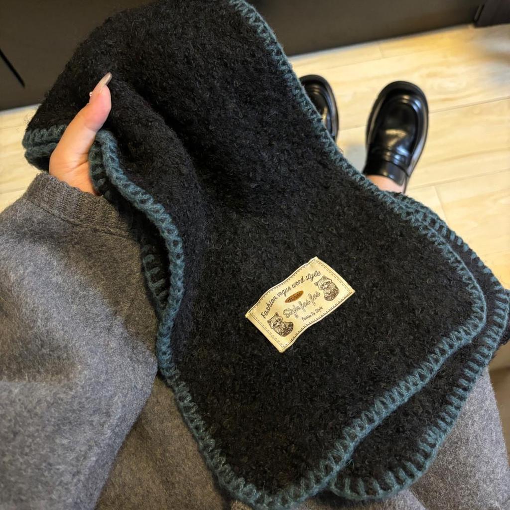 Retro Loose Knit Scarf: Thick, Warm, Versatile for Autumn & Winter