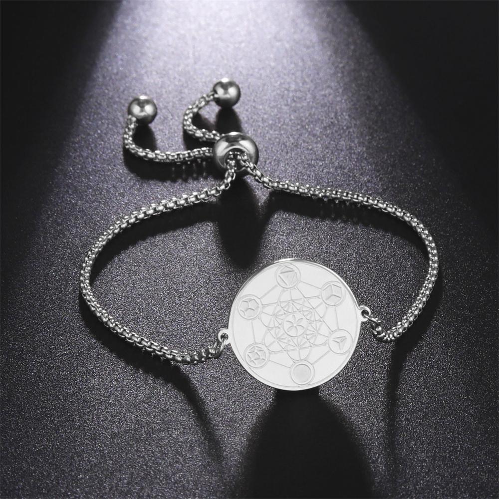 Vintage Archangel Metatron Cube Bracelets Angel Seal Sacred Solomon Geometric Bracelet Stainless Steel Box Chain Jewelry