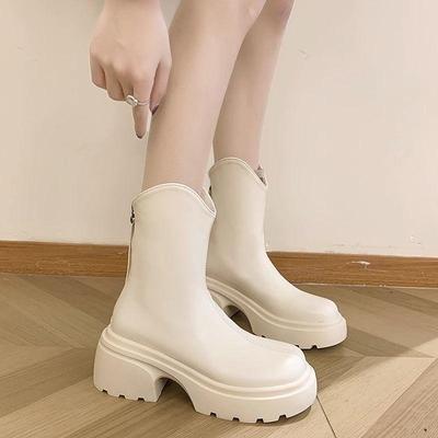 Женские ретро ботинки на платформе с V-образным вырезом, Весна 2025 - Толстая подошва, Стройнящие, Короткий стиль Мартин