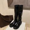 Super Soft Lambskin~ Inner Height Increase 4cm Elastic Boots Women's Thin Boots Flat Bottom Thin But Knee High Boots Long Boots