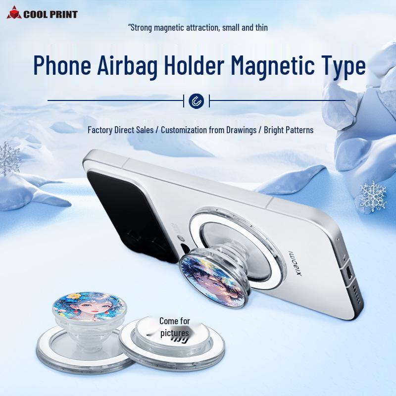 Magnetic Heat Transfer Airbag Phone Holder: Retractable, Folding, Transparent Groove Design