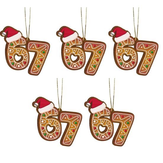 Christmas 67 Acrylic Ornament Six Seven Gingerbread Ornaments Funny 67 Meme Xmas Tree Decorations for Holiday Party Decor