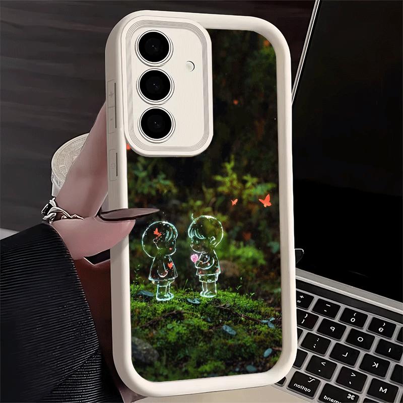Nature Cute Child Painting Style Soft Phone Case for Samsung Galaxy S26 Ultra S25 Edge S24 S23 S22 Plus S21 S20 FE 5G Shell Sili