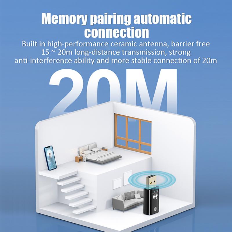 4 в 1 USB Bluetooth-совместимый адаптер Аудио передатчик Приемник USB на разъем 3,5 мм Звуковая карта Внешняя звуковая карта для ПК Ноутбук ТВ Автомобильный динамик