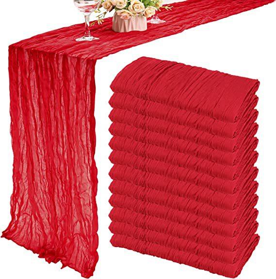 20/10/6Pcs Voile Wedding Decorations Table Runner Rustic Boho Gauze Crepe for Home Birthday Christmas Holiday Bridal Shower