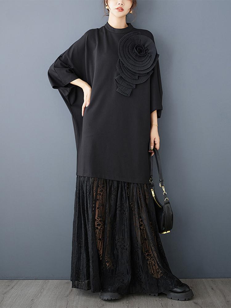 Xitao Однотонное повседневное женское платье с полувысоким воротником GMM1036