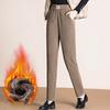 Autumn  Winter Women Trousers New Fashion Solid Elastic High Waist Casual Pants Fleece Warm Straight Pants
